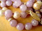 14K YELLOW GOLD LILAC FLUORITE BEADS AND SOUTH SEA PEARLS STRAND NECKLACE- 30" — photo 6