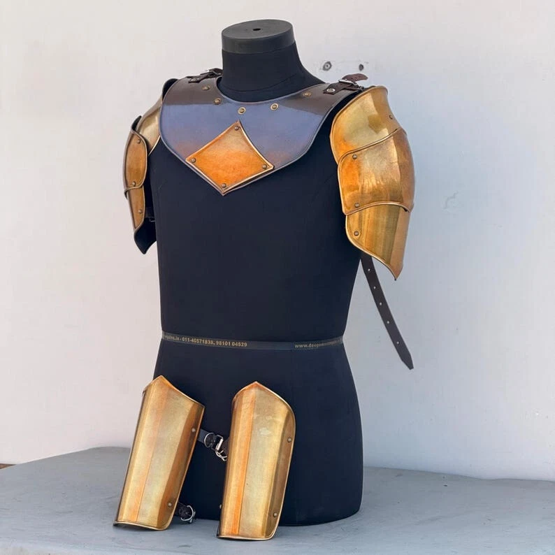 Caballeros y garganta negros medievales, armadura de brazaletes de acero - LoteR Cosplay armadura LARP Foto 3 de 4