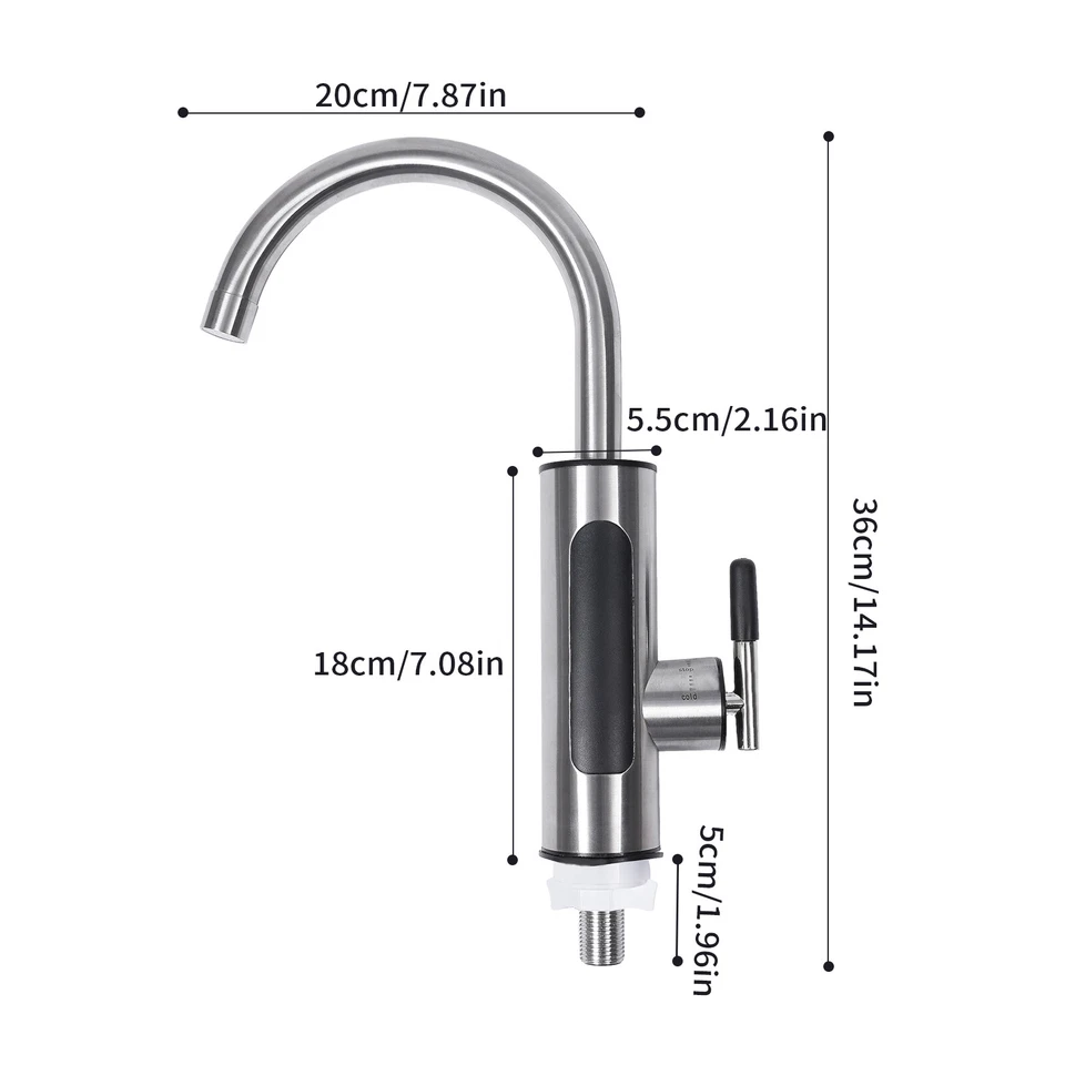 360° Water Heater Faucet,Corded Electric Instant Heating Water Faucet NPT1/2" - Image 3 of 4