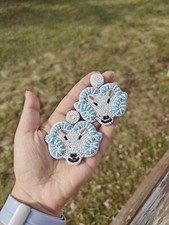 Blue Ram Beaded UNC Tarheels Ramses Beaded Earrings