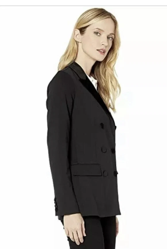 Blazer Chaqueta Esmoquin Ralph Lauren Negro Doble Botonadura Terciopelo Borde Talla 2p 17 Nuevo con Etiquetas Foto 4 de 4