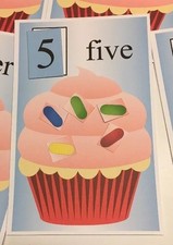 Party Cupcakes Learning Center- Math Mats Counting 0 To 10 - Laminated Mats