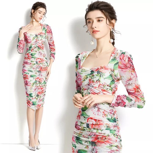 Robe casual Robe Fourreau Robe d’été Femme Robe mi-longue Ruché Mariage