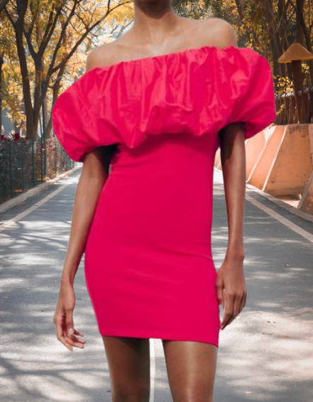 Fuchsia Off the Shoulder Corset Bodice A-Line Prom Dress