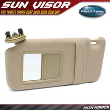 Beige Driver Side Sun Visor with Mirror for Toyota Camry 2007-2011 W/o Sunroof