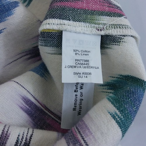 J Crew Womens Shift Dress Size 0 Linen Watercolor Ikat Pockets Weaved Neckline - Picture 8 of 8
