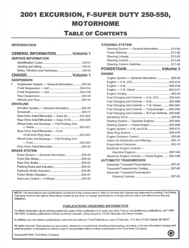 2001 Ford Excursion F-250-F550 Super Duty Truck Shop Service Repair Manual Book - Image 2 of 4