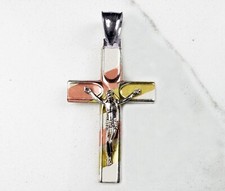 925 Sterling Silver Trio color Jesus Crucifix Cross Charm Pendant 08