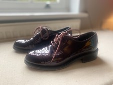 Russell & Bromley ladies brogues patent leather burgundy shoes size 37.5