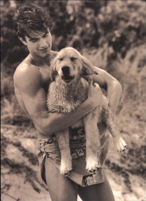 1999 Bruce Weber Male Model Peter Johnson With Wet Dog Art Photo Gravure