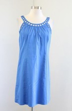NWT Ann Taylor Loft Sky Blue Sleeveless Cutout Neckline Shift Dress Size 2