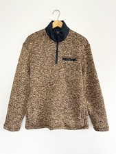 Eddie Bauer Men's Sweater Fleece Pullover 1/4 Zip Pullover Sz M Snap Pocket