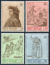 Vatican  Scott #410 - 413 Mint Never Hinged 1965 Religious Art Raphael , Dante