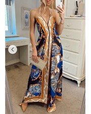 CY Boutique chain scarf print strappy flowy maxi dress summer holiday wear