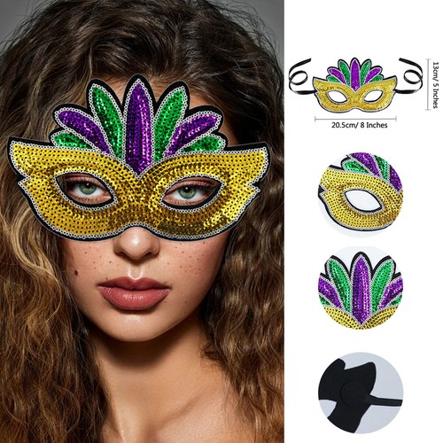 Karneval Tuch Schal Kostüm Outfit für Damen Maske Ohrringe Perlen Zubehör - Bild 8 von 8