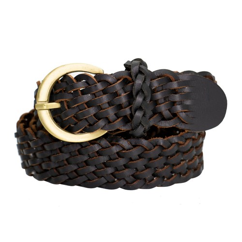 New 32mm Full Grain Unisex Braided Black Brown Tan Plaited Real Leather Belt - Picture 4 of 19