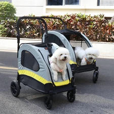 M L XL 4 Wheels Foldable Pet Stroller Pram Cart Dog Cat Portable Travel Carrier