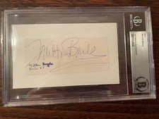 1967 MILTON BERLE COMEDIAN  SIGNED CUT ON INDEX CARD BECKETT SLABBED