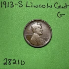 1913 S Lincoln Wheat Cent / Penny 1c G Good US Coin Collectible