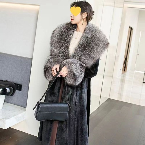 Winter Women's Coat Mink Fur Coat Long Big Fox Fur Collar Thicken Warm Jackets - Afbeelding 20 van 21