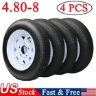 Set of 4 4.80-8 Trailer Tires & Rims 6 Ply 4.80x8 480-8 Load Range C 5 Lug Tires