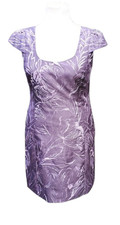 Stunning Monsoon embroidered purple evening gown shift short sleeve dress. UK 10