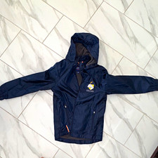 Aristoi Boys Navy Hooded Full Zip Windbreaker Jacket Size 10 Polyester Pockets