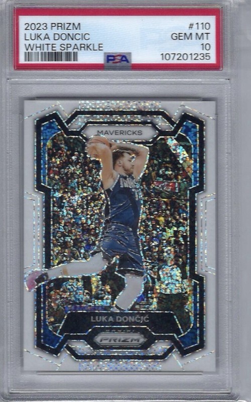 Panini 2023 Prizm Luka Doncic White Sparkle #110 Mavericks PSA 10