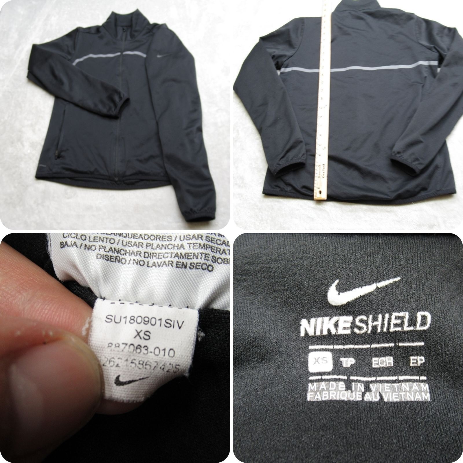 SACAI X NIKE Giacca Nike Shield donna XS nera full zip leggera riflettente corsa atletica