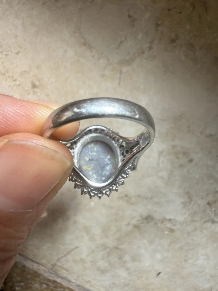 Black Opal Diamond Pt Ring 6.5 US - Image 2 of 4