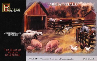 Pegasus PKPG7006 1/48 Amerikanische Geschichte: 30 verschiedene Farm-Tiere