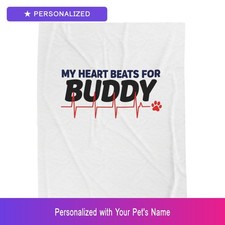 Custom Yorkshire Terrier Yorkie Paw Print Heartbeat Blanket Personalized