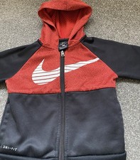 Image of Nike Baby Boys Red & Black Zip Up Hoodie Jacket Dri-Fit 2 years