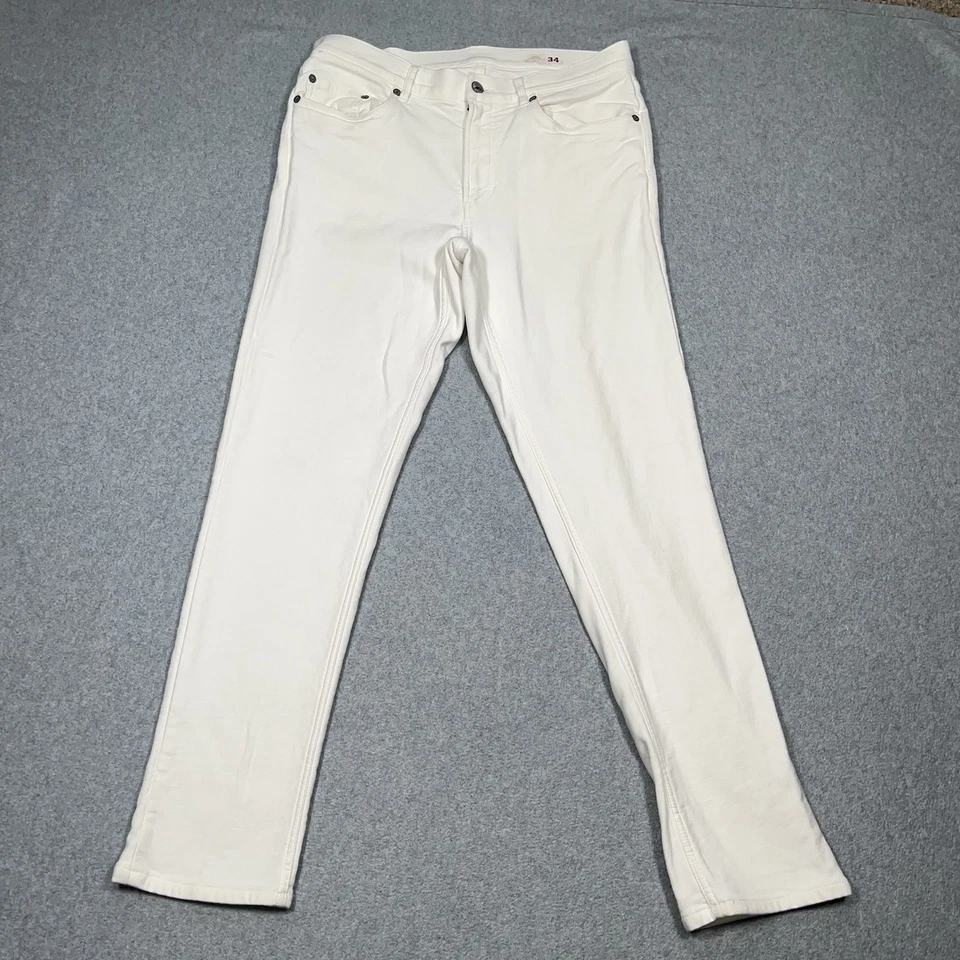 Pantalones chinos Faherty elásticos de felpa de 5 bolsillos para hombre 34x31 MBC0020 blancos naturales ciudad Foto 3 de 4