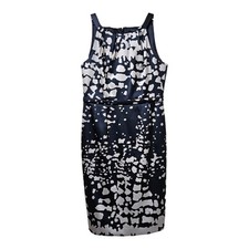 TAHARI Women's 8 Satin Dress Sheath Sleeveless Black Beige Lined Classy Elegant