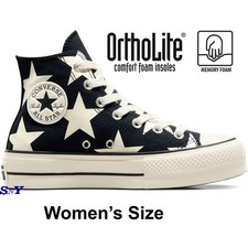 CONVERSE Women's Chuck Taylor Lift Platform Black High Top Twinkle Sneakers NEW