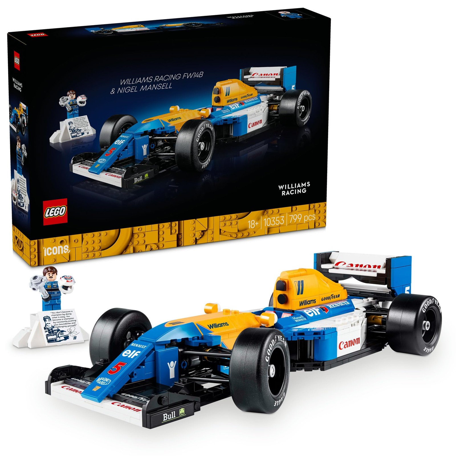 LEGO Icon Williams Racing FW14B F1 Car with Nigel Mansell Minifigure 10353