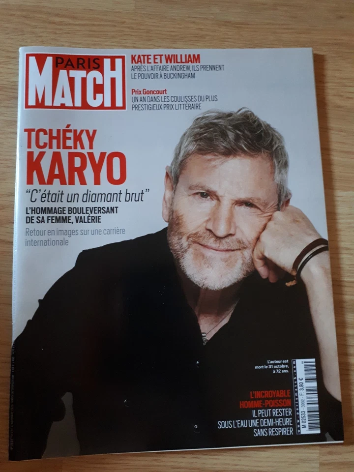 Paris Match 3992, Tchéky Karyo hommage, Kate et Willimam, l'homme-poisson - Photo 1/1