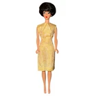 1958 Bubble Cut Barbie Doll ~ Vintage YELLOW DRESS Brunette Hair Blue Eyes
