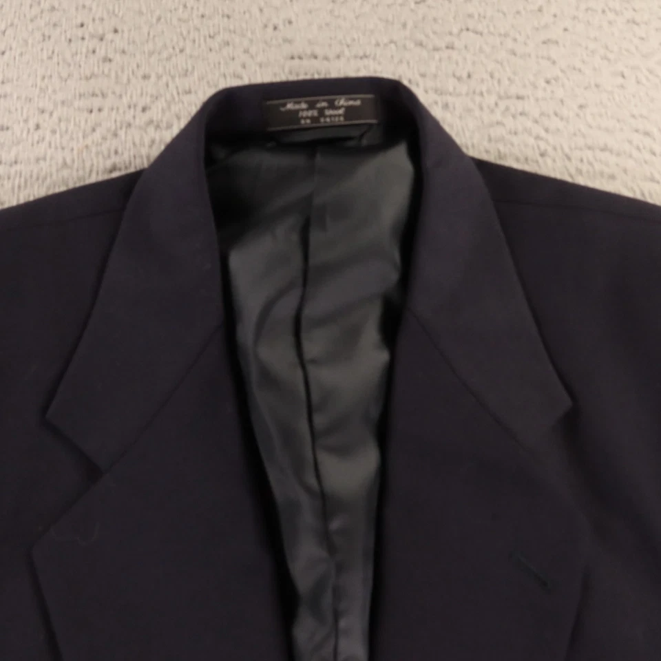 VTG Hopsack Jacket L Blue 100% Wool Blazer Sport Coat USA 44R - Image 2 of 4