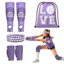 6 Pcs Volleyball Accessories Volleyball Knee Pads Arm Sleeves Drawstring Bag ...