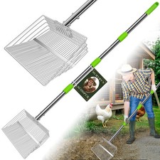 12inch Large Chicken Poop Scooper, 2 Widths of Slots Chicken Coop Litter Scoo...