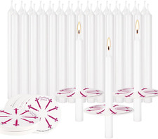 50 Church Candles with Drip Protectors for Devotional Candlelight Vigil Service,