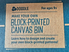 KiwiCo Doodle Crate - Block-Printed Canvas Bin Craft Kit - New Open Box Ages 9 