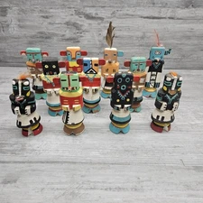 Hopi Kachina Native American Carved Wood Figure Statue DAMAGED Lot (11)