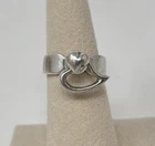 Sterling Silver Modernist Heart Spinner Band Ring Sz 6.75 Fidget Vintage