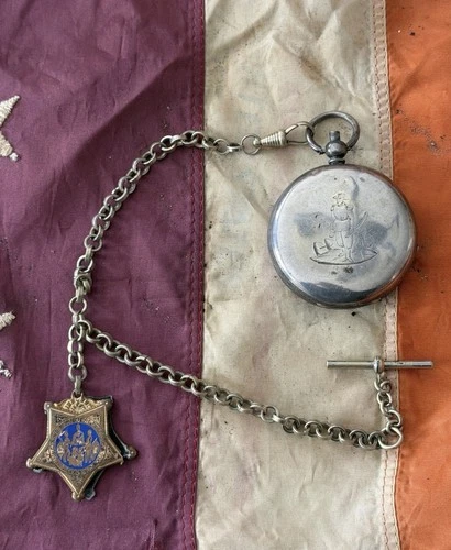 Civil War–Era Pocket Watch with Grand Army of the Republic Medal and Chain