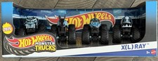 Hot Wheels Monster Trucks X L Ray New For 2025 Pack Of 4 Hotweiler, Motosaurus