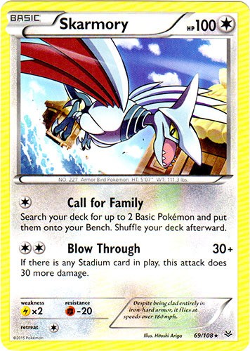 Skarmory - 69/108 - Rare (Lp) Roaring Skies - Colorless Pokémon