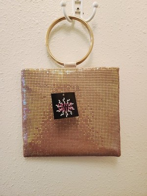 Olivia Miller Mandi Clutch  Pink Mesh w/Gold Handle Maximalist Bag